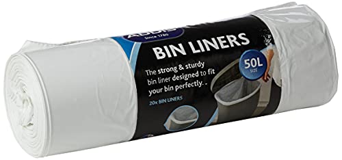 best-bin-liners Addis 518024 Kitchen Waste Bin Liners, White, 50 Litre