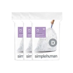 best-bin-liners simplehuman CW0278 code D Custom Fit Bin Liner Bulk Pack, Clear Plastic (3 Pack of 20, Total 60 Liners)