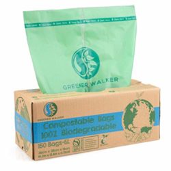 best-compost-bags-for-caddy Greener Walker 6L-150Bags 100% Compostable Biodegradable Bin Liners 6L/10L/30L Food Waste Bags with EN13432 Certificate Caddy Kitchen Bin Liners