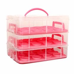 best-cupcake-carriers Oypla Pink 3 Tier Cupcake Carrier Holder