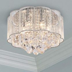 best-dining-room-ceiling-lights Bestier Modern Crystal Raindrop Drum Chandelier