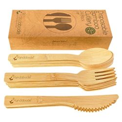 best-disposable-cutlery-sets Pandabode Disposable Bamboo Wooden Cutlery Set