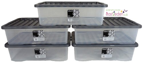 best-plastic-storage-boxes CrazyGadget® 32L Plastic Storage Clear Boxes
