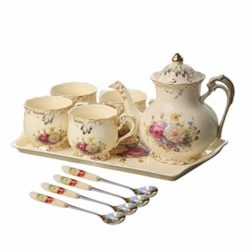 best-tea-sets Yolife Flowering Shrubs Ivory Ceramic Tea Set