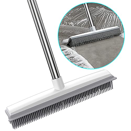 rubber-brooms Rubber Broom with Squeegee Edge, 2 in 1 Carpet Bru