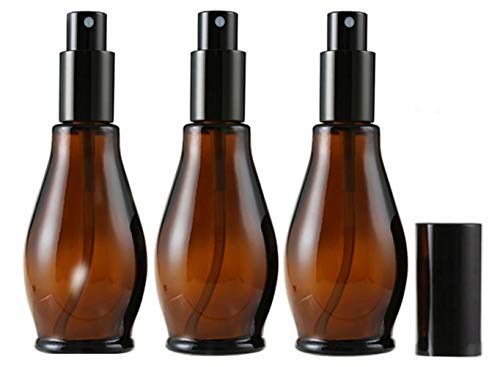 amber-glass-spray-bottles 3PCS 100ml/3.34oz Empty Refillable Amber Glass Spr