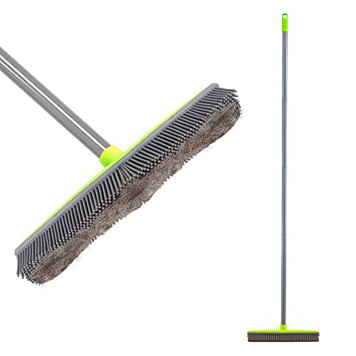 artificial-grass-brushes Lanhope Rubber Broom Indoor with 59 inch Long Hand