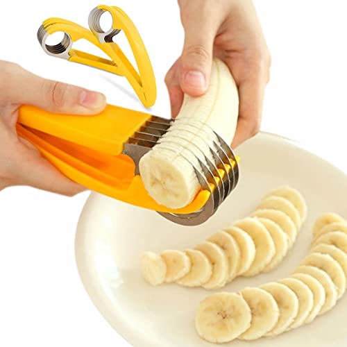 banana-slicers 2 Pcs Banana Slicer, Banana Cutter Stainless Steel