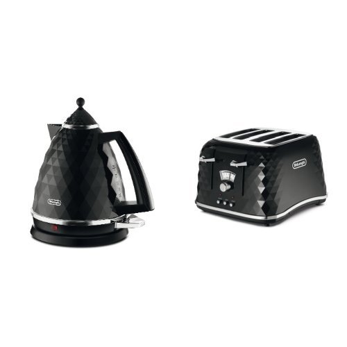 black-kettle-and-toaster-sets De'Longhi Brillante Faceted Jug Kettle, 3 KW - Bla