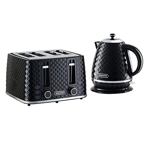 black-kettle-and-toaster-sets Emperial Kettle & Toaster Set with 4 Slice Toaster