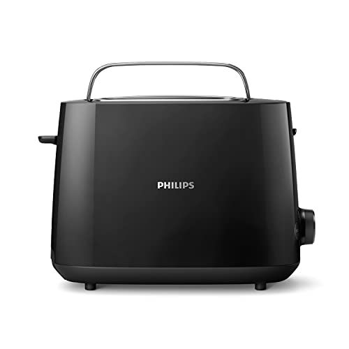 black-toasters Philips Toaster - 2 Slots, 8 Settings, Bun Rack, D