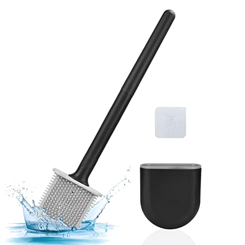 black-toilet-brushes Amazon Brand – Umi Toilet Brush and Holder Set f