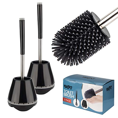 black-toilet-brushes NULOO Silicone Toilet Brush Set ( 2 Pack ) Black T