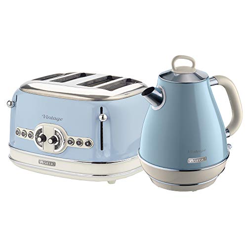 blue-kettle-and-toaster-sets Ariete ARPK21 Retro Style Jug Kettle and 4 Slice T