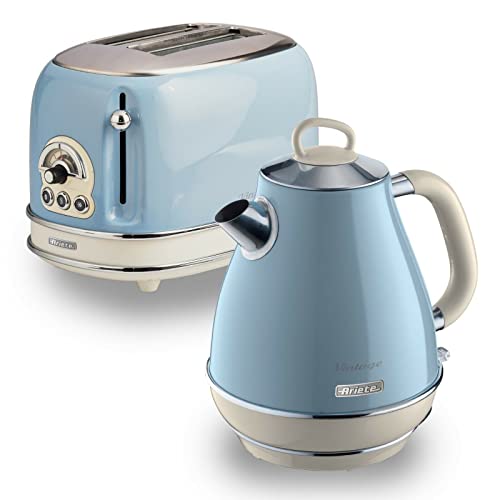 blue-kettle-and-toaster-sets Ariete ARPK3 Retro Style Jug Kettle and 2 Slice To