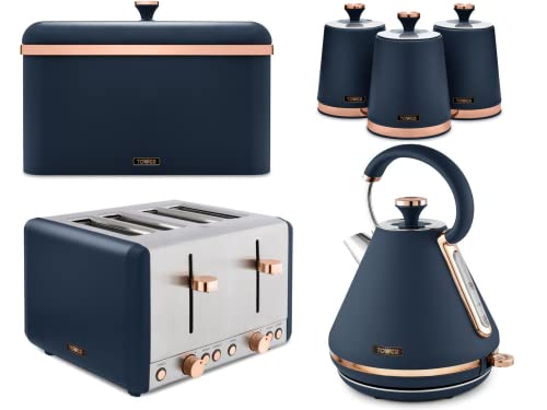blue-kettle-and-toaster-sets RKW Tower Cavaletto 3KW 1.7L Pyramid Kettle, 4-Sli