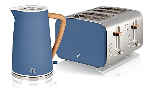 blue-kettle-and-toaster-sets Swan Nordic Blue Kitchen Set with 1.7 Litre Kettle