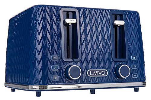 blue-toasters LIVIVO Taurus 4 Slice Toaster Glossy Finish with E