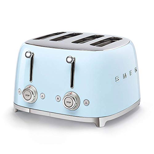 blue-toasters Smeg TSF03PBUK Retro 4 Slice Toaster, 4 Extra-Wide