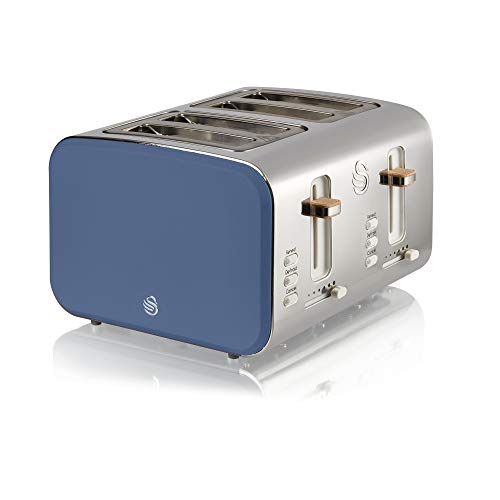 blue-toasters Swan Nordic 4 Slice Toaster, Blue, 1500W, Scandi S