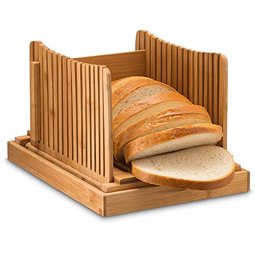 bread-slicers Bamboo Bread Slicer - Adjustable ，Compact Foldab
