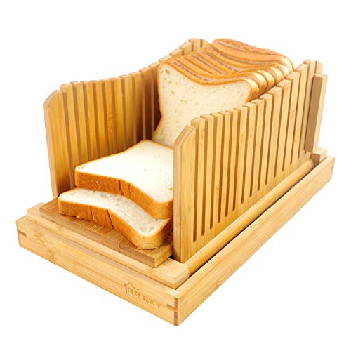bread-slicers Bamboo Foldable Bread Slicer, Adjustable Bread Sli
