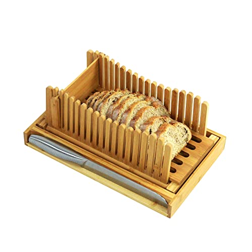 bread-slicers Bamboo Foldable Bread Slicer with Stainless Steel