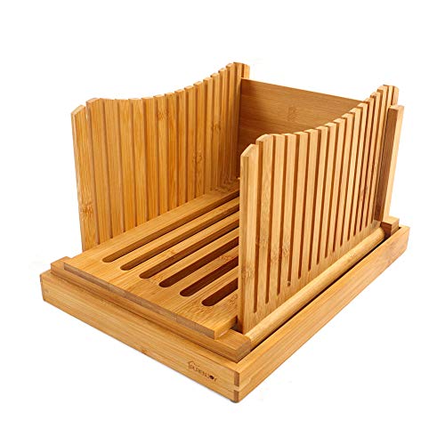 bread-slicers Bamboo Wood Foldable Bread Slicer Compact Thicknes