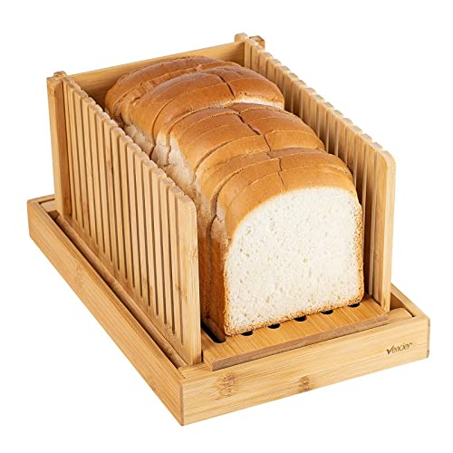 bread-slicers Vencier Foldable Bamboo Bread Slicer Homemade Brea