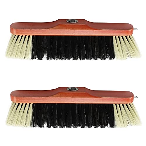 bricklayers-brushes com-four® 2x Broom with horsehair mix for outdoor