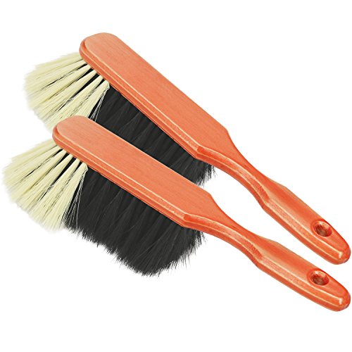 bricklayers-brushes com-four® 2x Wooden hand broom - Hand broom with