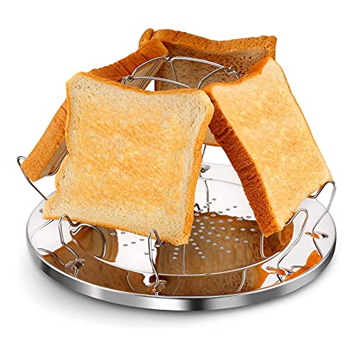camping-toasters DIFCUL 4 Slice Foldable Stand Bread Toast Shelf, P