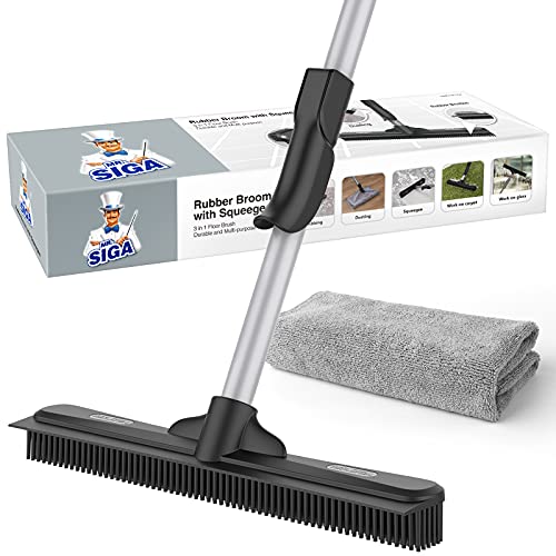 carpet-squeegees MR.SIGA Pet Hair Removal Rubber Broom with Built i