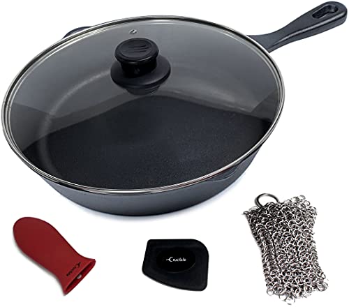 cast-iron-cleaners 8-Inch Cast Iron Skillet Set (Pre-Seasoned), Silic