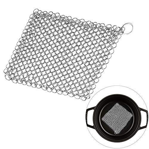 cast-iron-cleaners Cast Iron Chainmail Scrubber, Non-Scratch, Stainle