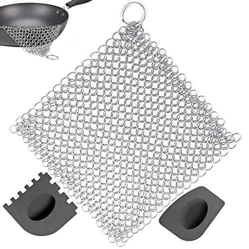cast-iron-cleaners ZHOUSTOU Chainmail Scrubber Cast Iron Cleaner Stai