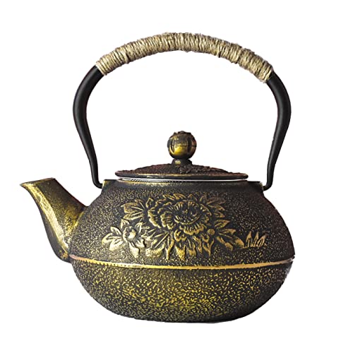 cast-iron-kettles Black and Gold Cast Iron Teapot by Charbrew 1200ml