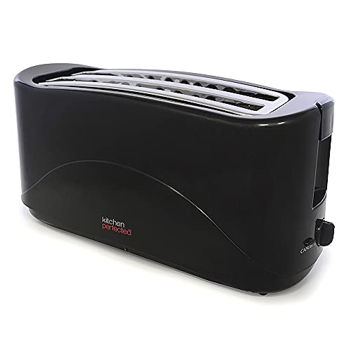 cheap-toasters KitchenPerfected 4 Slice Long Slot Toaster - Black
