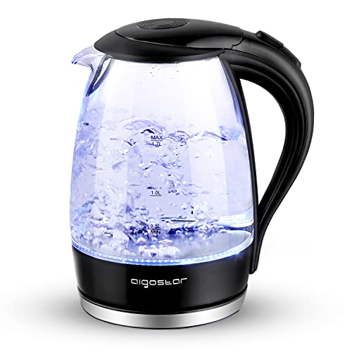clear-kettles Aigostar Adam 30KHH - Glass Water Kettle with LED