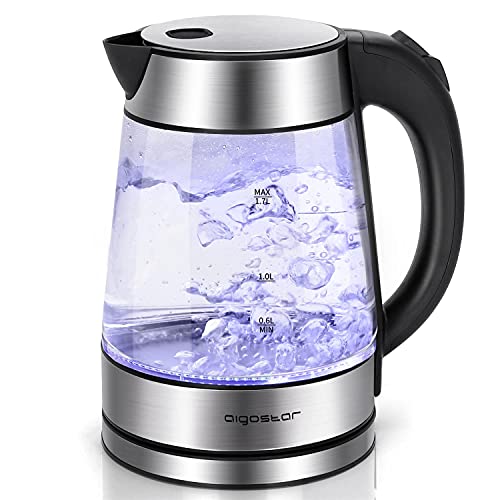 clear-kettles Aigostar Glass Kettle with LED Lighting, 2200W, 1.