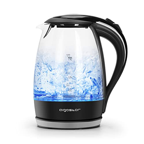clear-kettles Aigostar Glass Water Kettle with LED Lighting, Ele