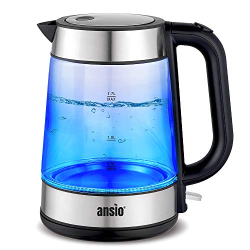 clear-kettles ANSIO Electric Kettle Glass Kettle 1.7L Cordless C