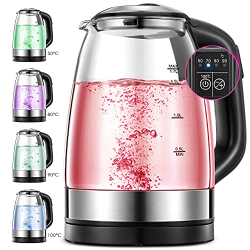 clear-kettles Glass Kettle, Temperature Control kettle With 5 Co