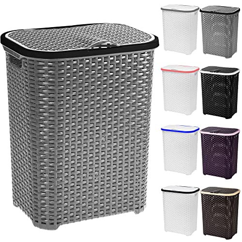cloth-baskets ZENQA Laundry Basket With Lid Plastic |Large 65 Li