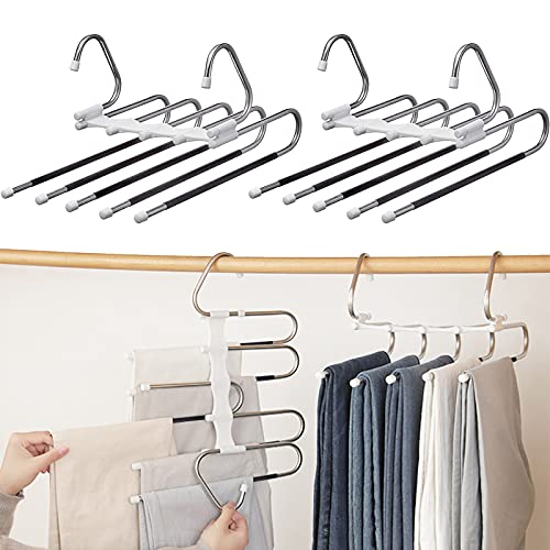 cloth-hangers Trouser Hangers Space Saving, 5 In 1 Non-Slip Mult