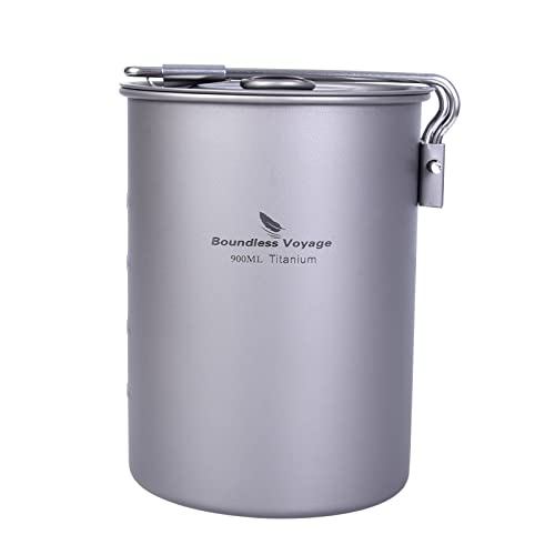 collapsible-kettles iBasingo 900ml Titanium Pot Camping Cup Outdoor Li