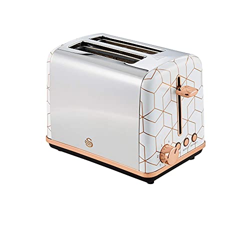 copper-toasters Swan Tribeca 2-Slice Toaster in White, Rose Gold A
