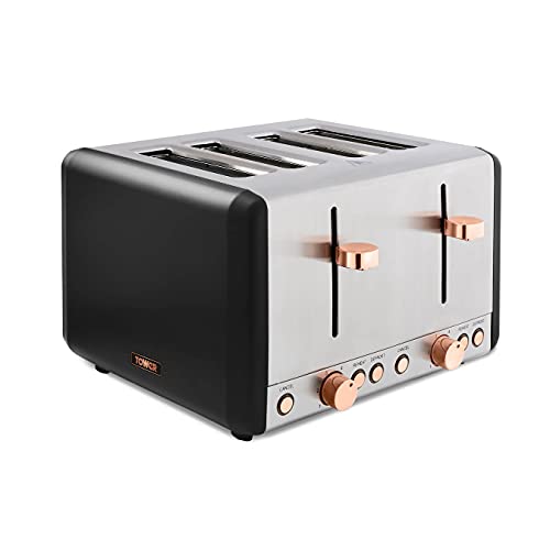 copper-toasters Tower T20051RG Cavaletto 4-Slice Toaster with Defr