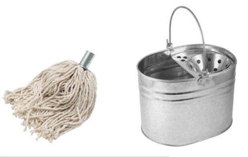 cotton-mops Heavy Duty Metal Galvanised Mop Bucket + 5 Cotton