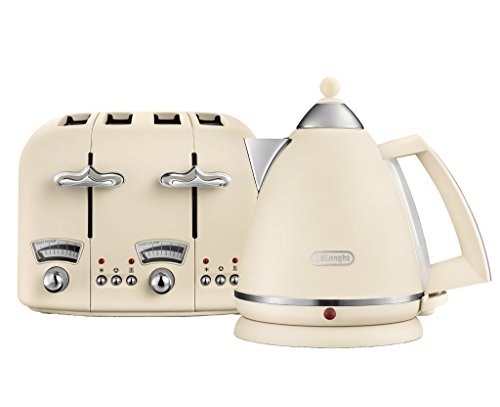 cream-kettle-and-toaster-sets De'Longhi Argento Flora KBX3016 Kettle (3kW) and C